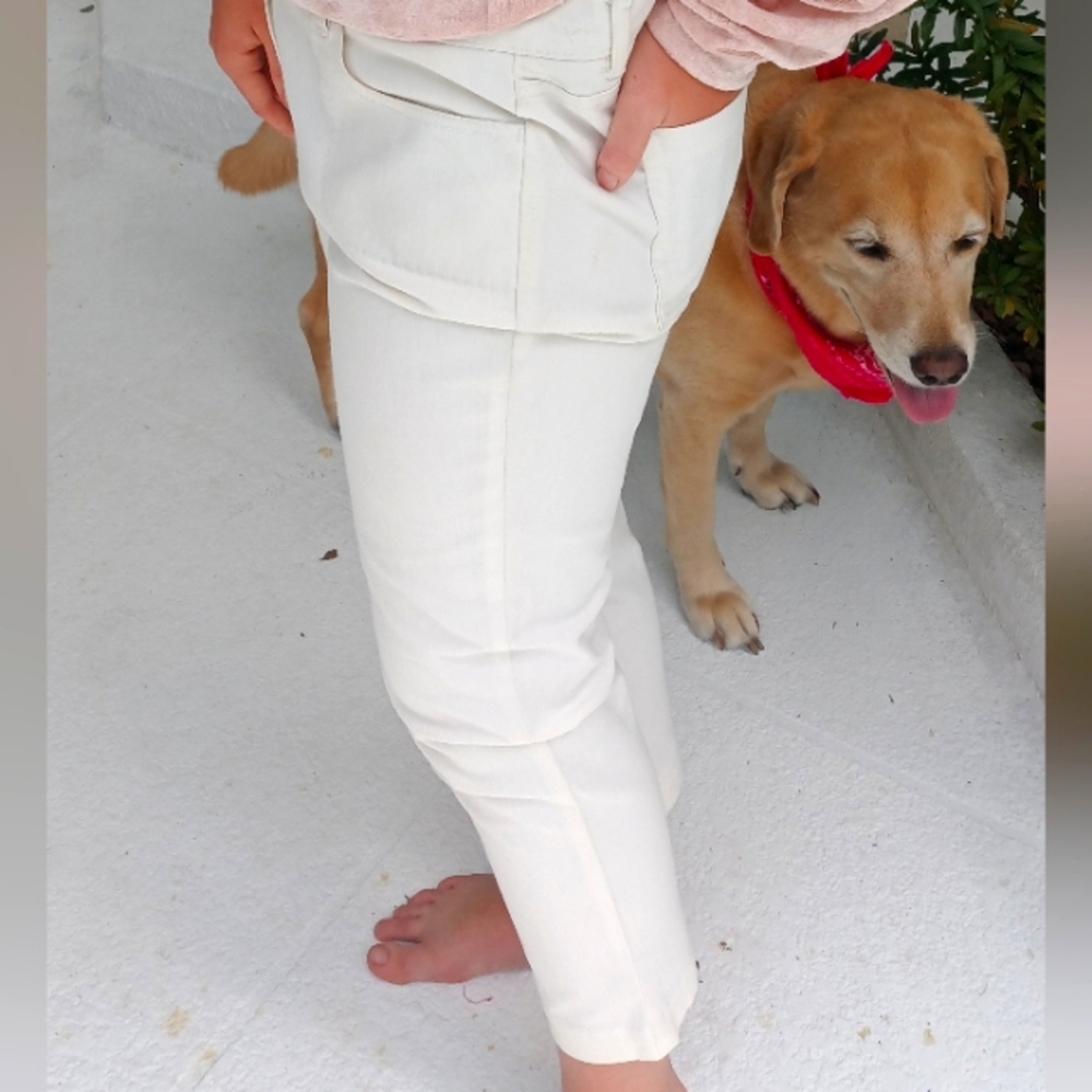 Theory white denim cropped ankle pants size 12